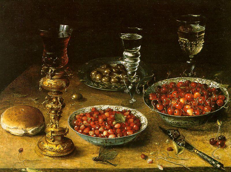 Osias Beert Still Life with Cherries Strawberries in China Bowls Spain oil painting art